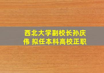 西北大学副校长孙庆伟 拟任本科高校正职